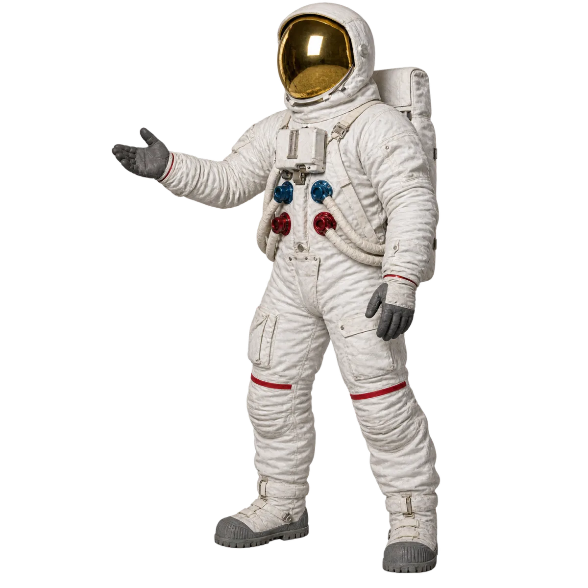 Illustration of an astronaut standing in a white space suit